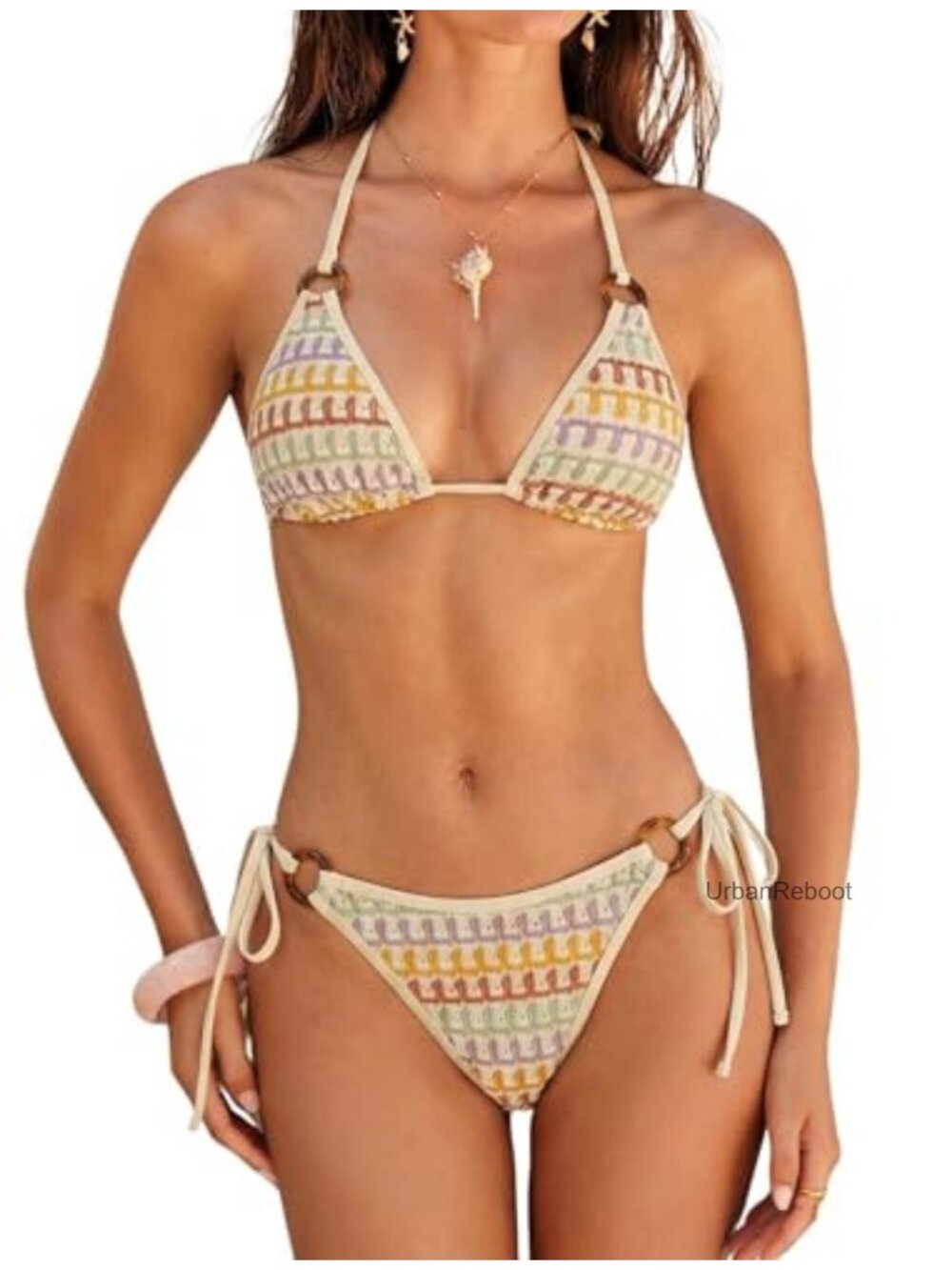 Triangle Bikini Set Halter String O Ring Cheeky Two-Piece Swimsuit